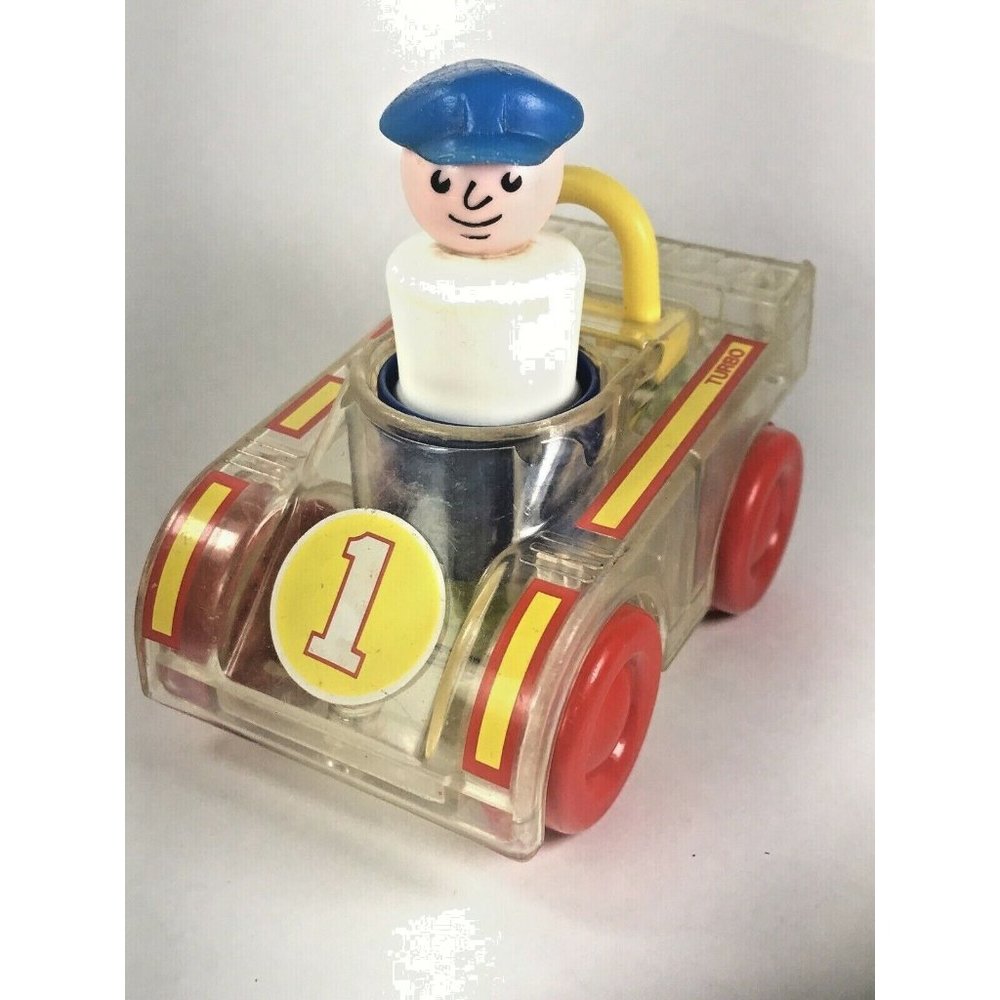 RARE Playskool Vintage 1988 Go Go Gears Race Car Vehicle Push and Go w Driver